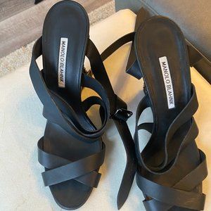 Black Manolo Blahnik Wedge Sandals